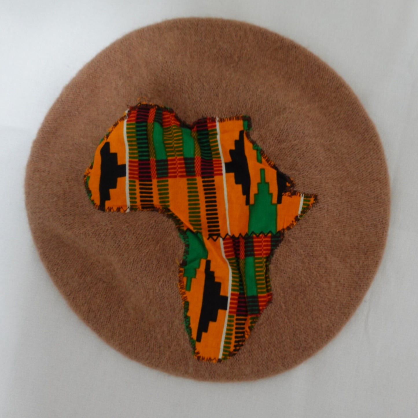 Brown Beret with Kente cloth