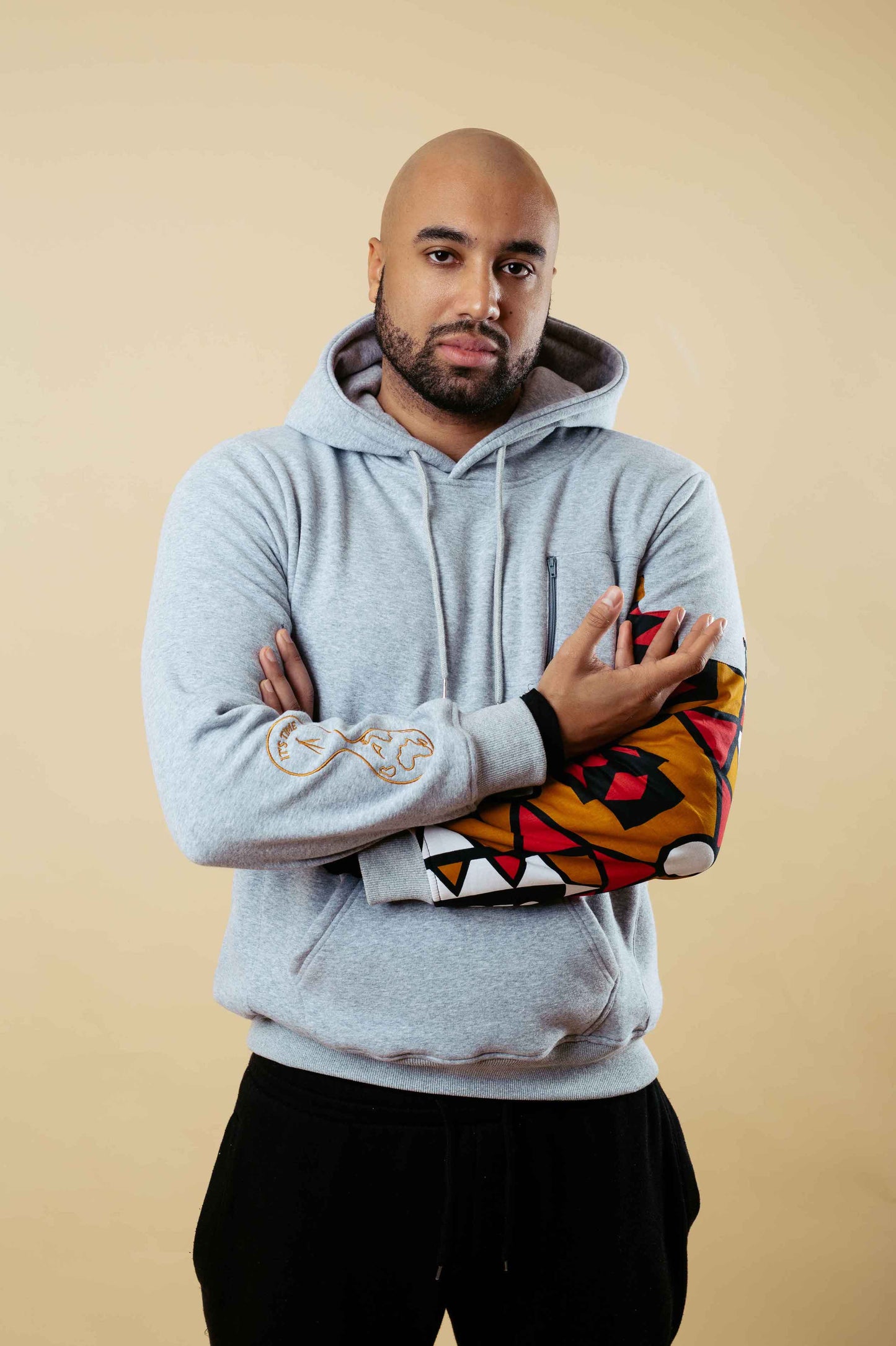 Gray Hoodie with Eccentric Sleeve
